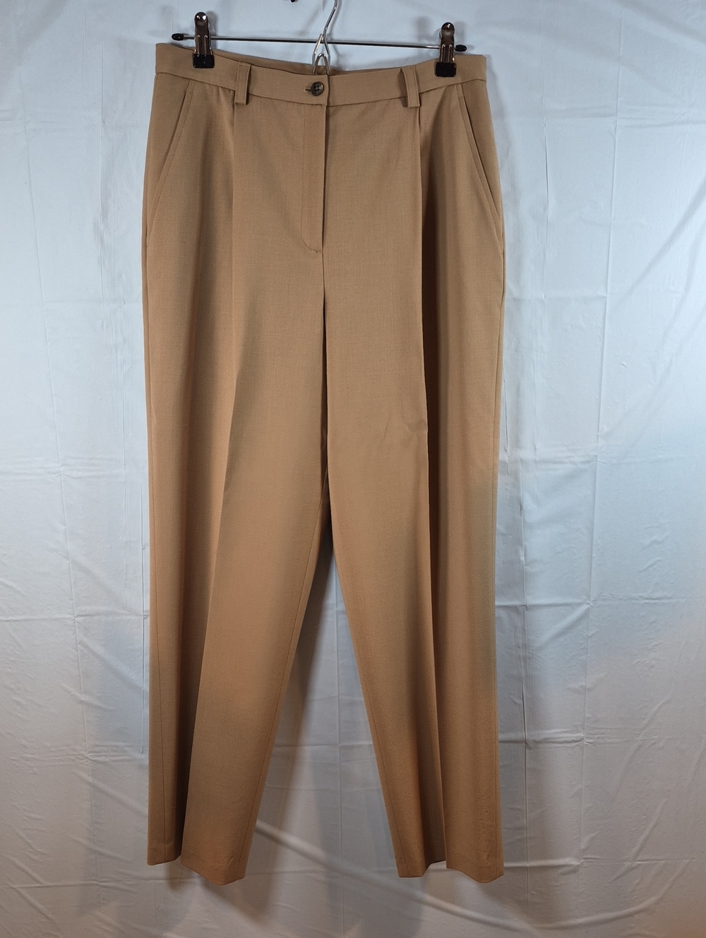Lauren Ralph Lauren Tan High-Waist Pleated Trousers